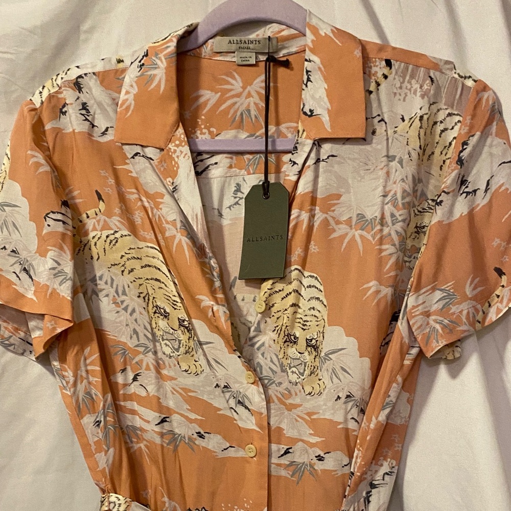 All Saints Peach Tiger Print Dress